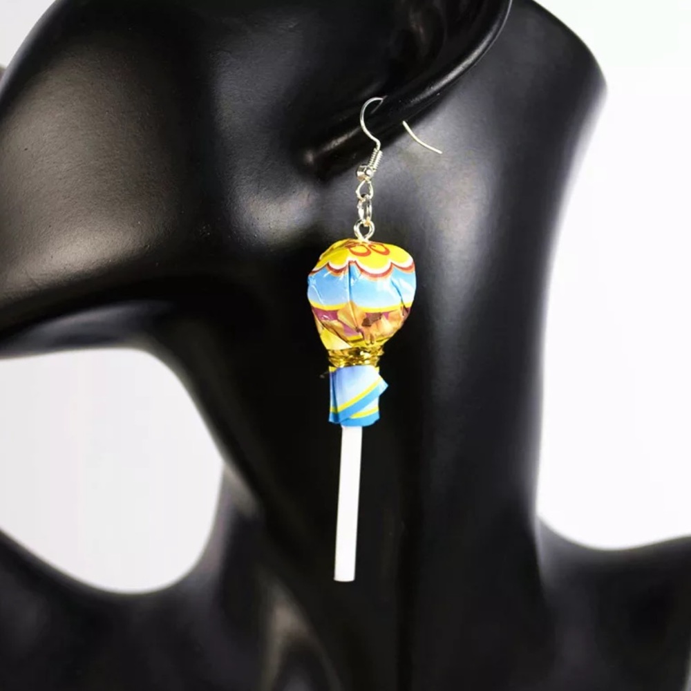 NEW✨ Chupa Chups Lollipop Earrings Miniature Realistic Lollipops Blue Raspberry